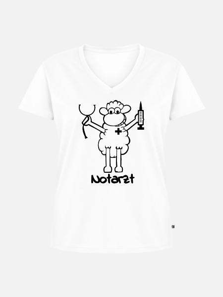 Ein Schaf als Notarzt - Frauen Premium Bio T-Shirt mit V-Ausschnitt - Weiß
