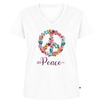 Frieden Blumen singen - Frauen Premium Bio T-Shirt mit V-Ausschnitt - Weiß - Vorne - AI Model Female 172 dark (172cm)