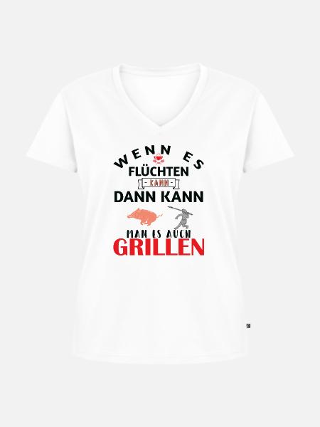 Grill - Frauen Premium Bio T-Shirt mit V-Ausschnitt - Weiß