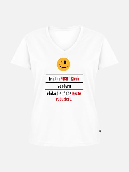 Größen Witz - Frauen Premium Bio T-Shirt mit V-Ausschnitt - Weiß