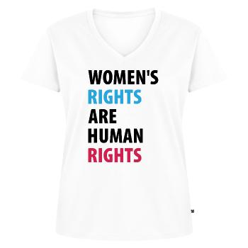 Frauenrechte sind Menschenrechte - Frauen Premium Bio T-Shirt mit V-Ausschnitt - Weiß - Vorne - AI Model Female 172 dark (172cm)