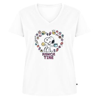 Peanuts Snoopy Munch Tempo - Maglietta ecologica premium da donna con scollo a V - bianco - Fronte - AI Model Female 172 dark (172cm)