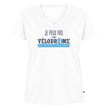 j'peux pas j'ai vélodrome Cadeau foot marseille OM - T-shirt encolure en V Premium bio Femme - blanc - Devant - AI Model Female 172 dark (172cm)