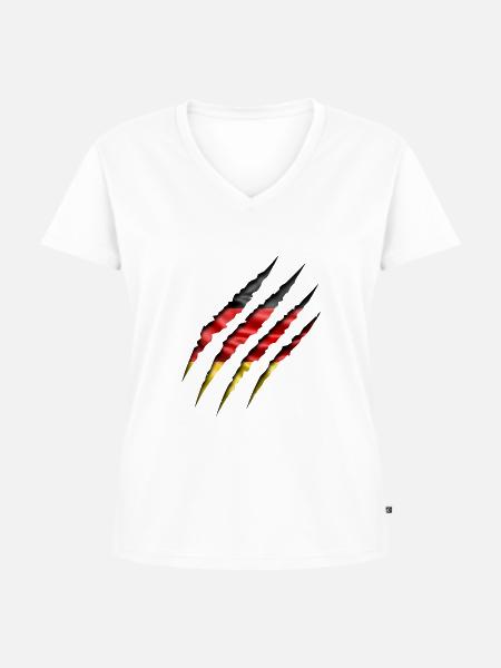 Deutschland Kralle - Frauen Premium Bio T-Shirt mit V-Ausschnitt - Weiß