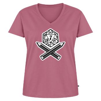 Rollenspiel Jolly Roger - Frauen Premium Bio T-Shirt mit V-Ausschnitt - Mauve - Vorne - AI Model Female 172 dark (172cm)