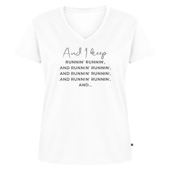 Human Design Generator "Running!" - Frauen Premium Bio T-Shirt mit V-Ausschnitt - Weiß - Vorne - AI Model Female 172 dark (172cm)