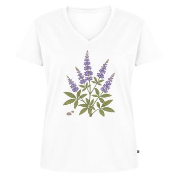 Mönchspfeffer mit violetten Blüten - Frauen Premium Bio T-Shirt mit V-Ausschnitt - Weiß - Vorne - AI Model Female 172 dark (172cm)