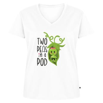 Two Peas in a Pod Valentinstag Verliebt Erbse - Frauen Premium Bio T-Shirt mit V-Ausschnitt - Weiß - Vorne - AI Model Female 172 dark (172cm)