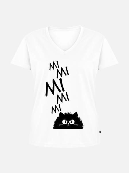 MiMiMi-Katze - Frauen Premium Bio T-Shirt mit V-Ausschnitt - Weiß