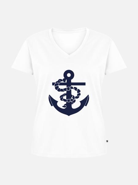 Anchor - Frauen Premium Bio T-Shirt mit V-Ausschnitt - Weiß
