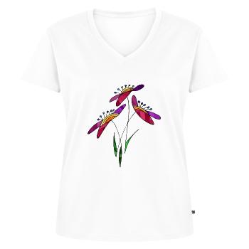 Fleurs - T-shirt encolure en V Premium bio Femme - blanc - Devant - AI Model Female 172 dark (172cm)