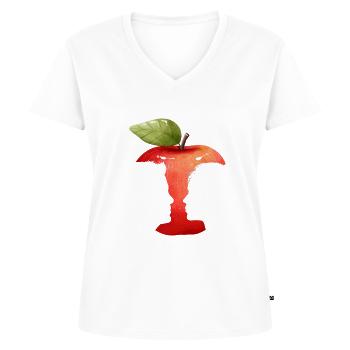 Silhouette des Apfelgesichts - Frauen Premium Bio T-Shirt mit V-Ausschnitt - Weiß - Vorne - AI Model Female 172 dark (172cm)
