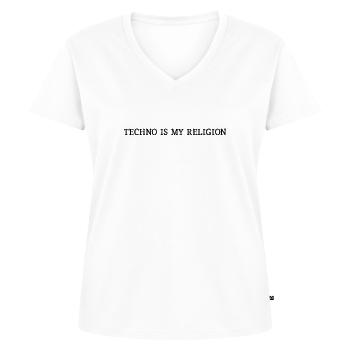 Techno Is My Religion Is My Religion Music - Women's Premium Organic V-neck T-shirt - white - Front - AI Model Female 172 dark (172cm)
