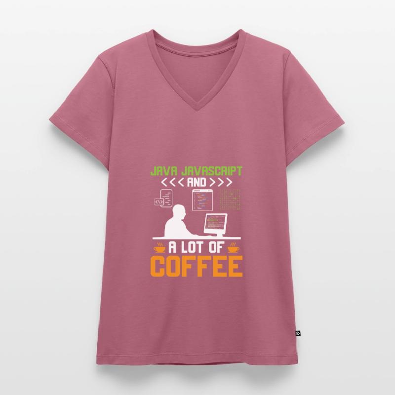 Kaffee-Codierung Programmierer Programmierer Entwickler Nerd Coff Frauen Premium Bio T-Shirt mit V-Ausschnitt