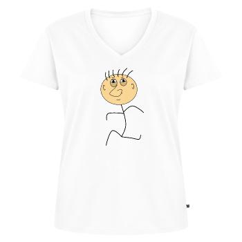 Strichmann grappig stripfiguur - Vrouwen Premium Bio T-shirt met V-hals - wit - Voor - AI Model Female 172 dark (172cm)
