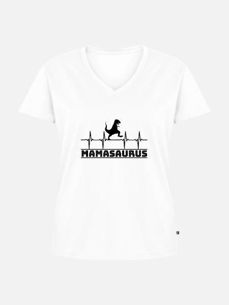 Mamasaurus - Frauen Premium Bio T-Shirt mit V-Ausschnitt - Weiß