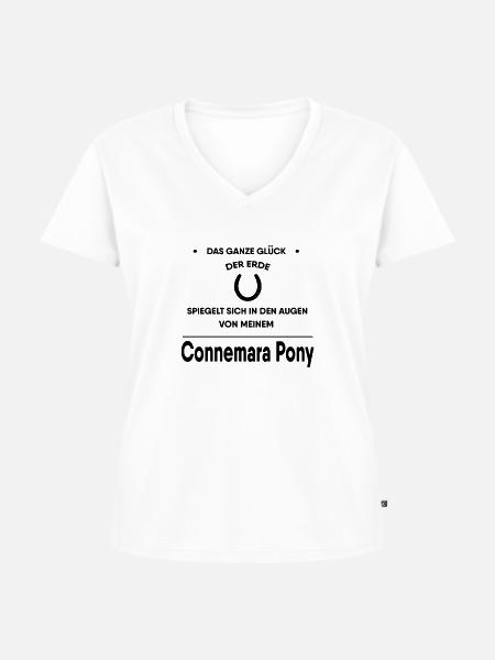 Connemara Pony Geschenk - Frauen Premium Bio T-Shirt mit V-Ausschnitt - Weiß