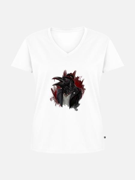 raven - Frauen Premium Bio T-Shirt mit V-Ausschnitt - Weiß