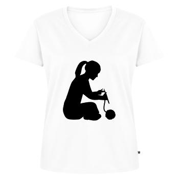 Tricoter - T-shirt encolure en V Premium bio Femme - blanc - Devant - AI Model Female 172 dark (172cm)