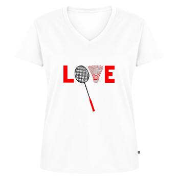 Badminton - T-shirt encolure en V Premium bio Femme - blanc - Devant - AI Model Female 172 dark (172cm)