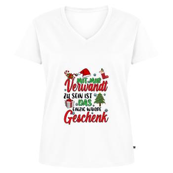 Mit mir Verwandt zu sein einzig wahre Geschenk - Frauen Premium Bio T-Shirt mit V-Ausschnitt - Weiß - Vorne - AI Model Female 172 dark (172cm)