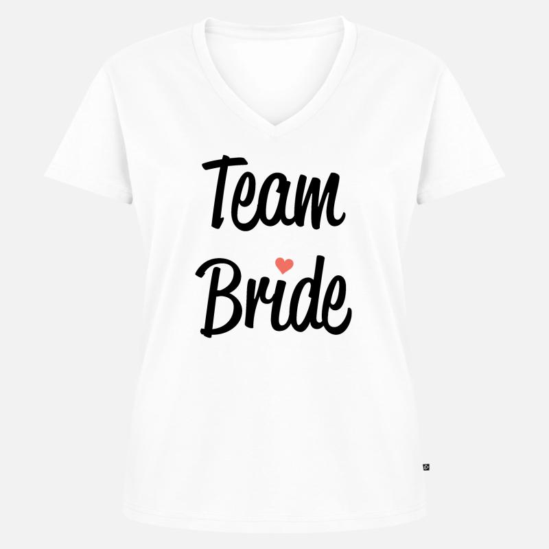 Team Bride - Frauen Premium Bio T-Shirt mit V-Ausschnitt - Weiß