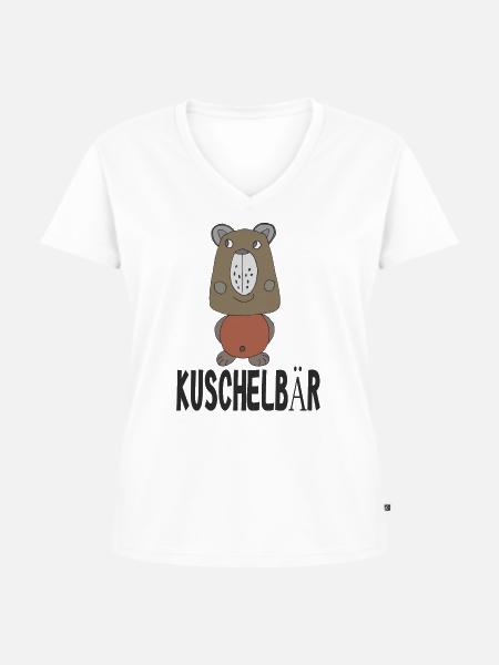 Kuschelbaer - Frauen Premium Bio T-Shirt mit V-Ausschnitt - Weiß