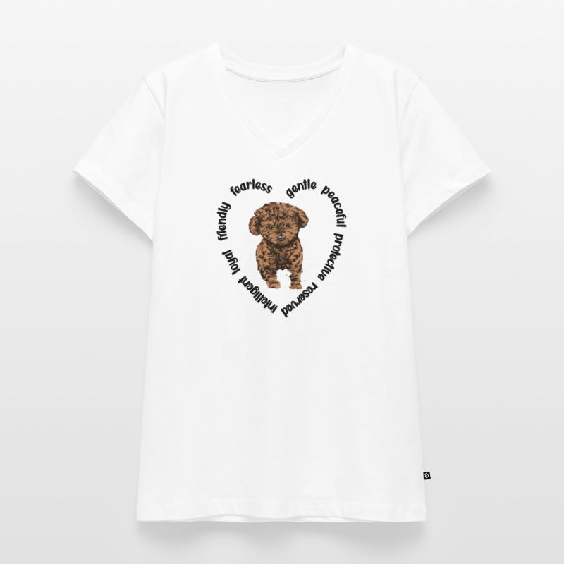 Cavapoo amoureux de chiens Cavoodle Mama Cavapoo T-shirt encolure en V Premium bio Femme