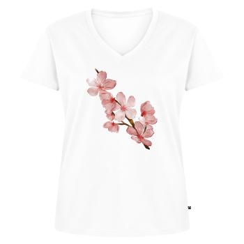 Fleur de cerisier - T-shirt encolure en V Premium bio Femme - blanc - Devant - AI Model Female 172 dark (172cm)