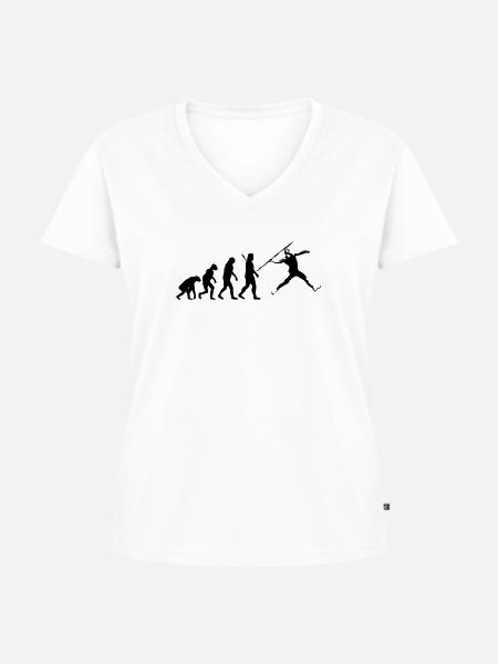 Evolution Speerwurf - Speerwerfer - Leichtathletik - Frauen Premium Bio T-Shirt mit V-Ausschnitt - Weiß
