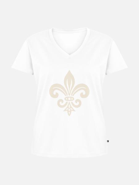 Schlichtes Fleur de lis Design - Frauen Premium Bio T-Shirt mit V-Ausschnitt - Weiß