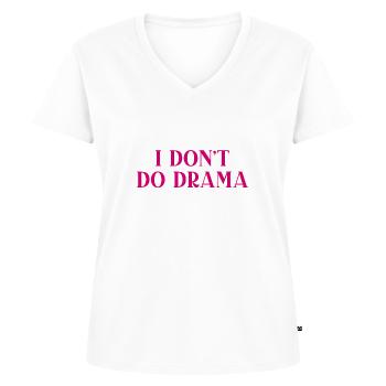 Ich mache kein Drama - Frauen Premium Bio T-Shirt mit V-Ausschnitt - Weiß - Vorne - AI Model Female 172 dark (172cm)