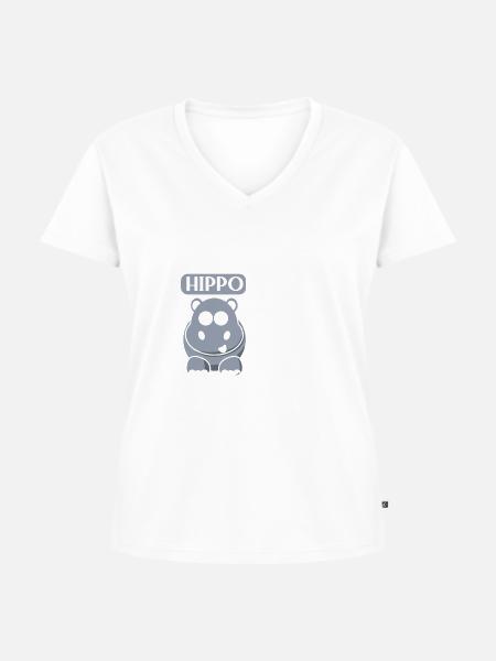 Hippo hippopotamus - Frauen Premium Bio T-Shirt mit V-Ausschnitt -