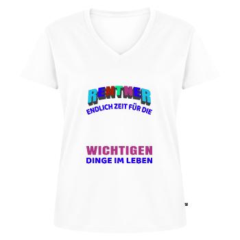 Rentner Rente Rentenbeginn Fahrrad fahren - Frauen Premium Bio T-Shirt mit V-Ausschnitt - Weiß - Vorne - AI Model Female 172 dark (172cm)