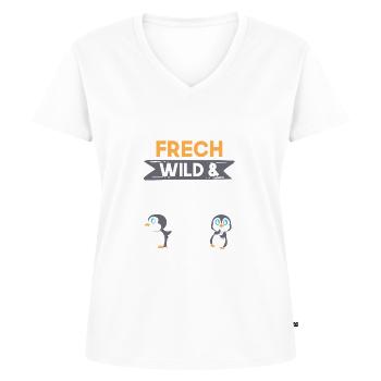 Geschenk 25 Jahre Geburtstag Pinguin - Frauen Premium Bio T-Shirt mit V-Ausschnitt - Weiß - Vorne - AI Model Female 172 dark (172cm)
