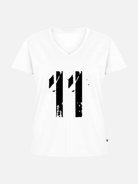 11 Zahl 11 Jahre - Frauen Premium Bio T-Shirt mit V-Ausschnitt - Weiß
