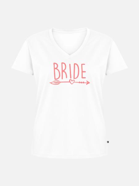 Bride - Frauen Premium Bio T-Shirt mit V-Ausschnitt - Weiß