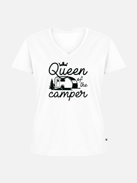 Königin des Campers - Frauen Premium Bio T-Shirt mit V-Ausschnitt - Weiß