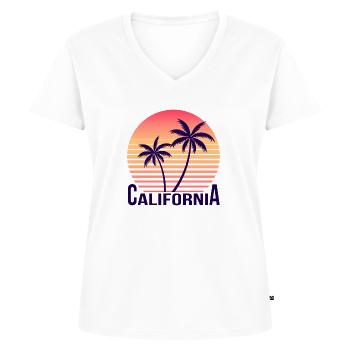 California - Frauen Premium Bio T-Shirt mit V-Ausschnitt - Weiß - Vorne - AI Model Female 172 dark (172cm)