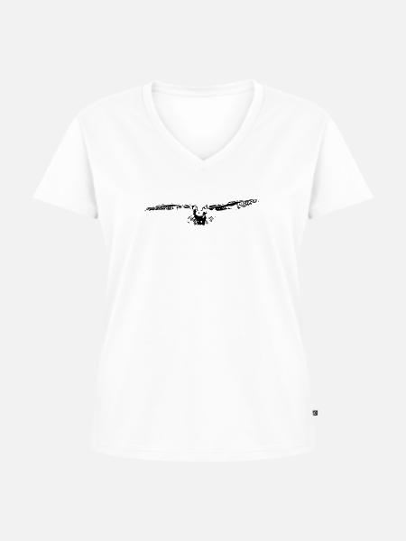 Owl - Frauen Premium Bio T-Shirt mit V-Ausschnitt - Weiß