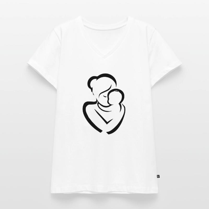Mutter mit Kind Silhouette Frauen Premium Bio T-Shirt mit V-Ausschnitt