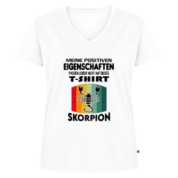 Geburtstag Sternzeichen Retro Skorpion - Frauen Premium Bio T-Shirt mit V-Ausschnitt - Weiß - Vorne - AI Model Female 172 dark (172cm)