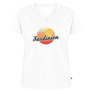 Sardinien Sonnenaufgang - Frauen Premium Bio T-Shirt mit V-Ausschnitt - Weiß - Vorne - AI Model Female 172 dark (172cm)