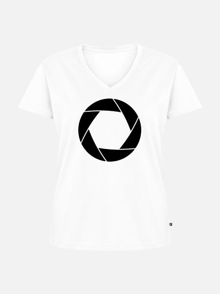 Kamera Blende - Frauen Premium Bio T-Shirt mit V-Ausschnitt - Weiß