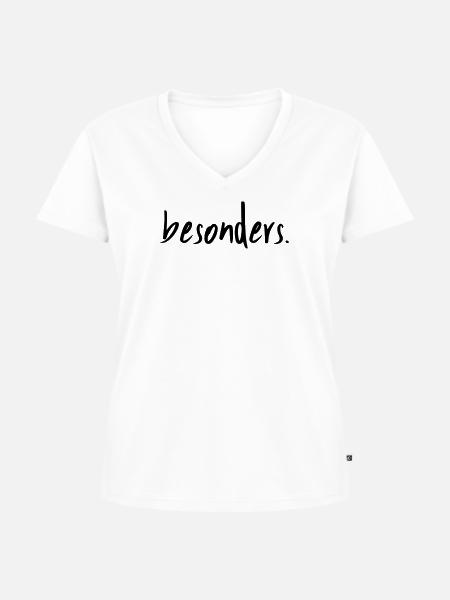 Besonders - Frauen Premium Bio T-Shirt mit V-Ausschnitt - Weiß