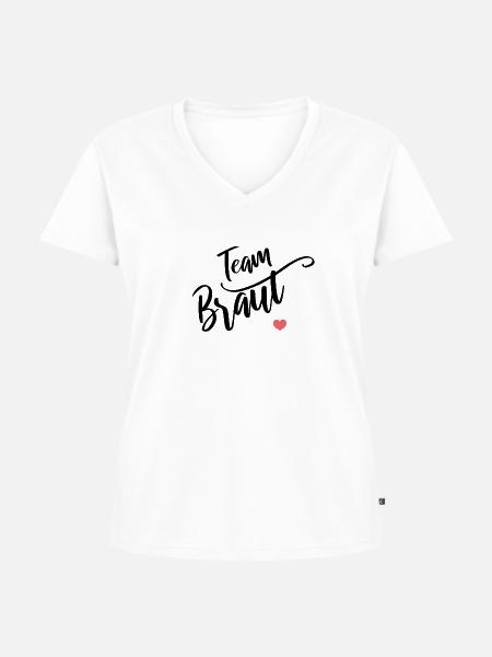 Team Braut - Frauen Premium Bio T-Shirt mit V-Ausschnitt - Weiß