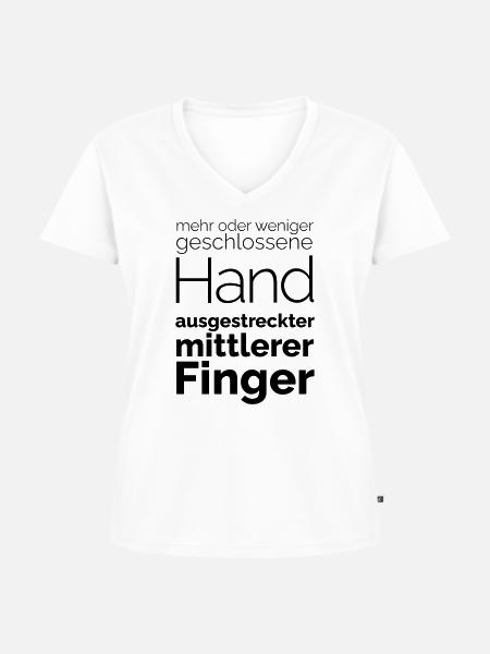 Mittlerer Finger - Frauen Premium Bio T-Shirt mit V-Ausschnitt - Weiß