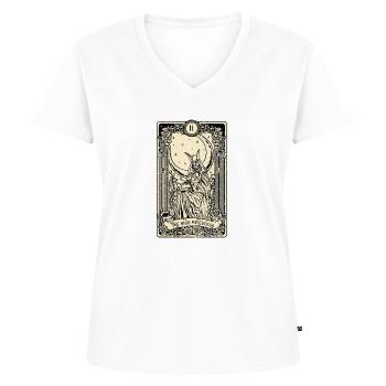 The High Priestess I Tarot Card I Fortune Teller - Frauen Premium Bio T-Shirt mit V-Ausschnitt - Weiß - Vorne - AI Model Female 172 dark (172cm)