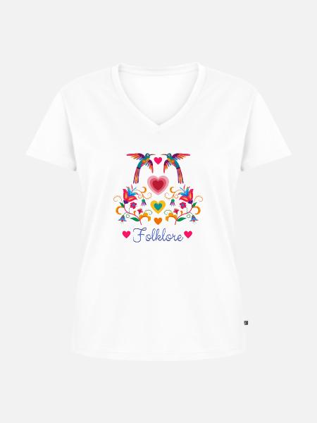 Folklore - Frauen Premium Bio T-Shirt mit V-Ausschnitt - Weiß