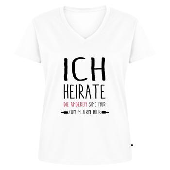 ich Heirate - die anderen feiern - Frauen Premium Bio T-Shirt mit V-Ausschnitt - Weiß - Vorne - AI Model Female 172 dark (172cm)